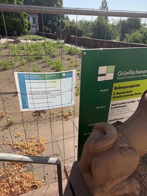 Aktuelle Baumassnahmen am park des Standesamt Höchst. Stand August 2026
