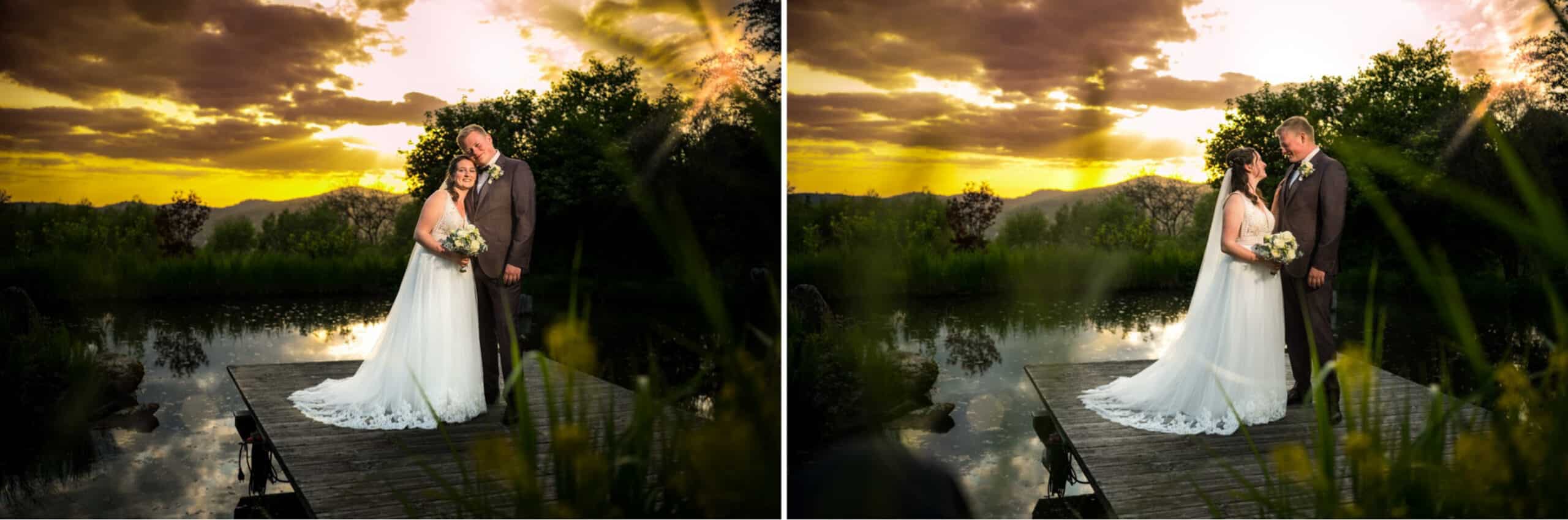Brautpaarshooting während der Golden Hour auf dem Hofgut Hohenstein im Lautertal