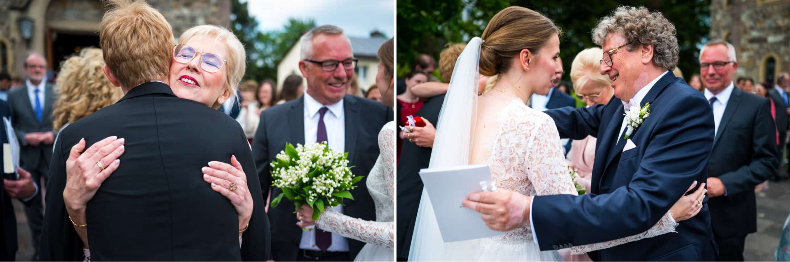 Hochzeitsgast gratuliert dem Bräutigam zur Hochzeit