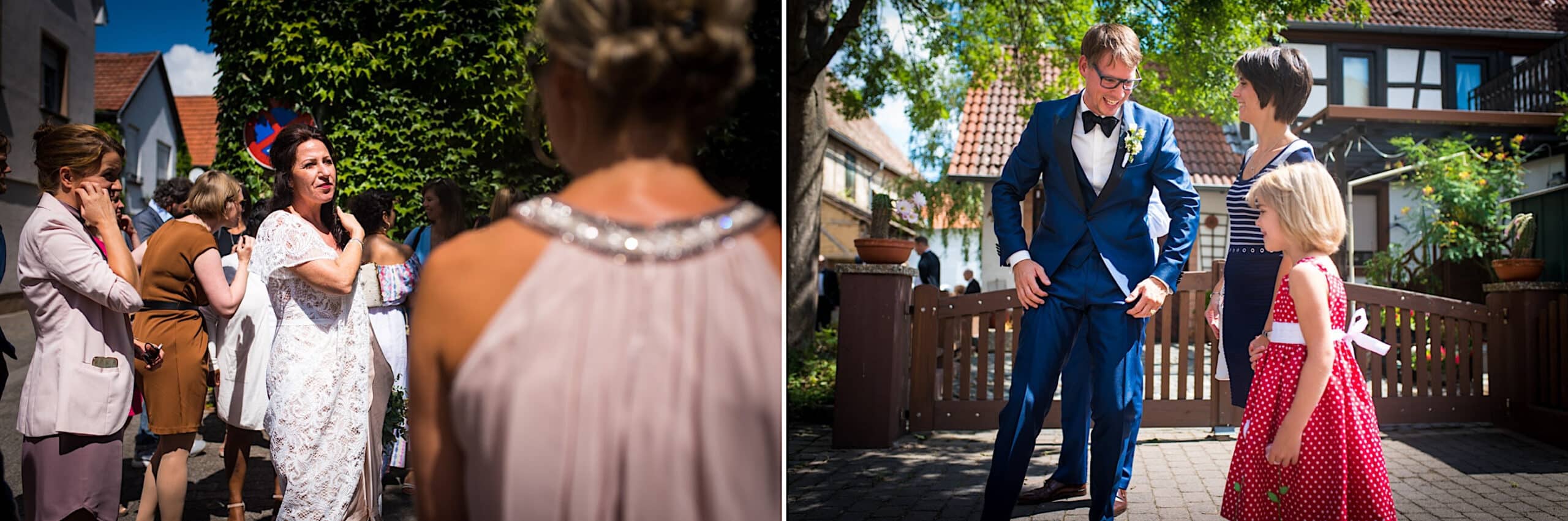 Gäste & Brautpaar vor einem Standesamt