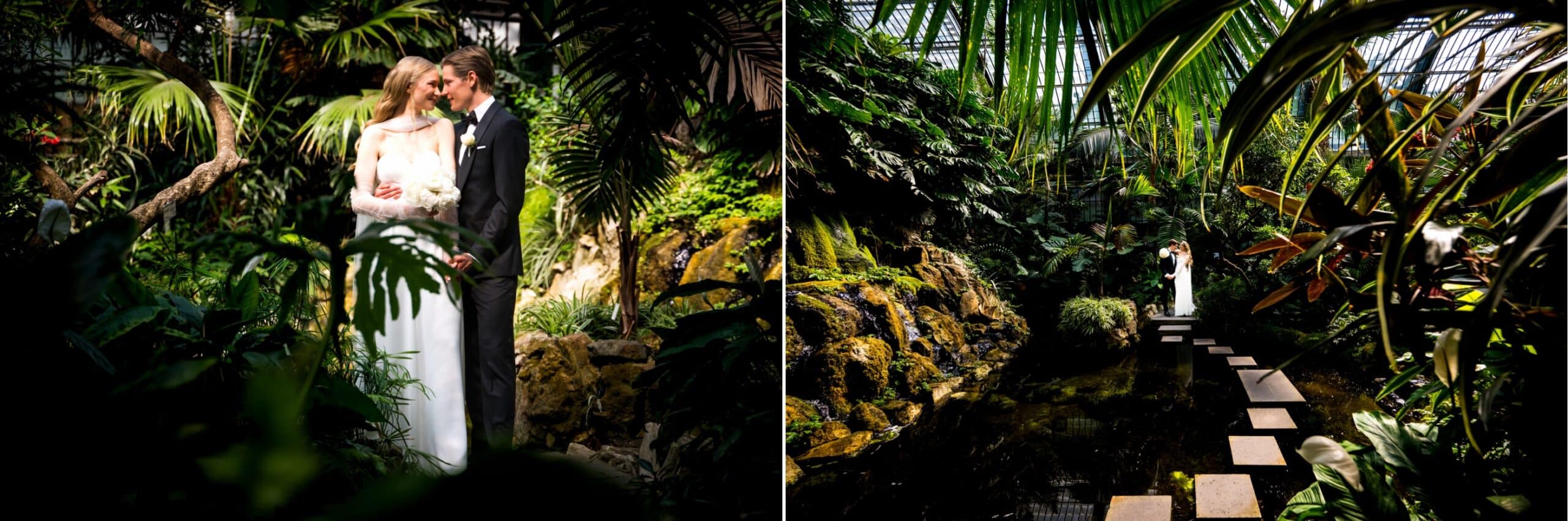 Brautpaar beim Paarshooing im Palmenhaus des Palmengartens Frankfurt
