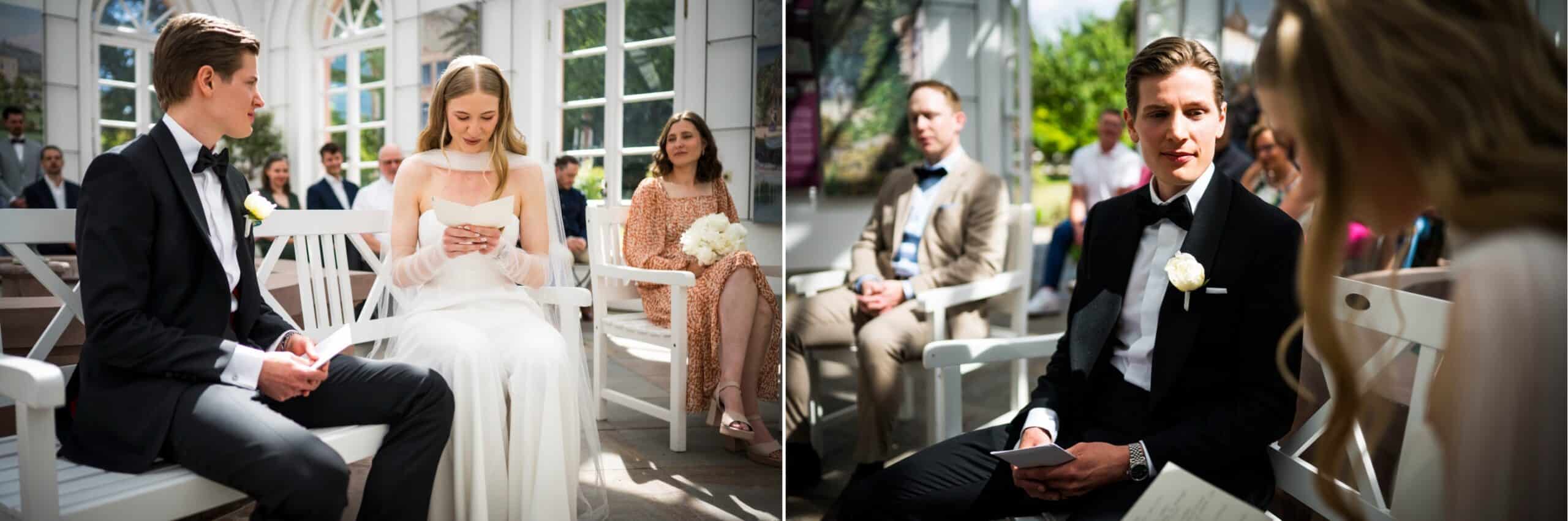 braut beim Eheversprechen im Haus Rosenbrunn des Standesamt Palmengarten