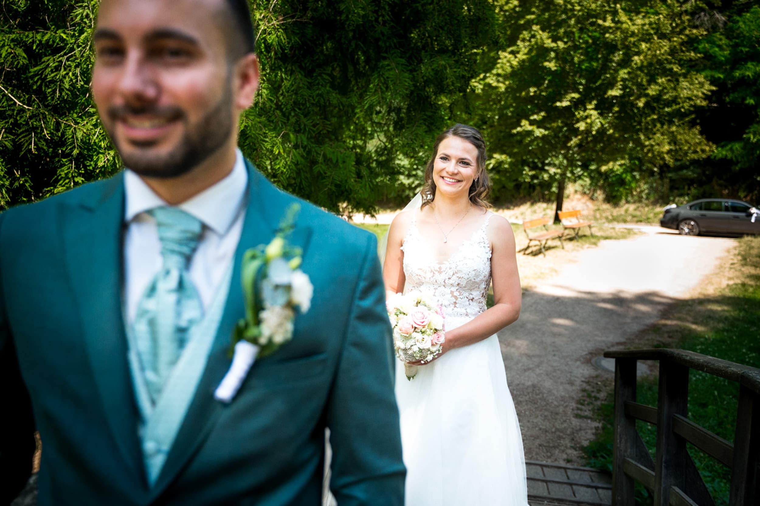 First Look Shooting im Staatspark Fürstenlager in Bensheim - Hochzeitsfotograf Tobias Schnurr